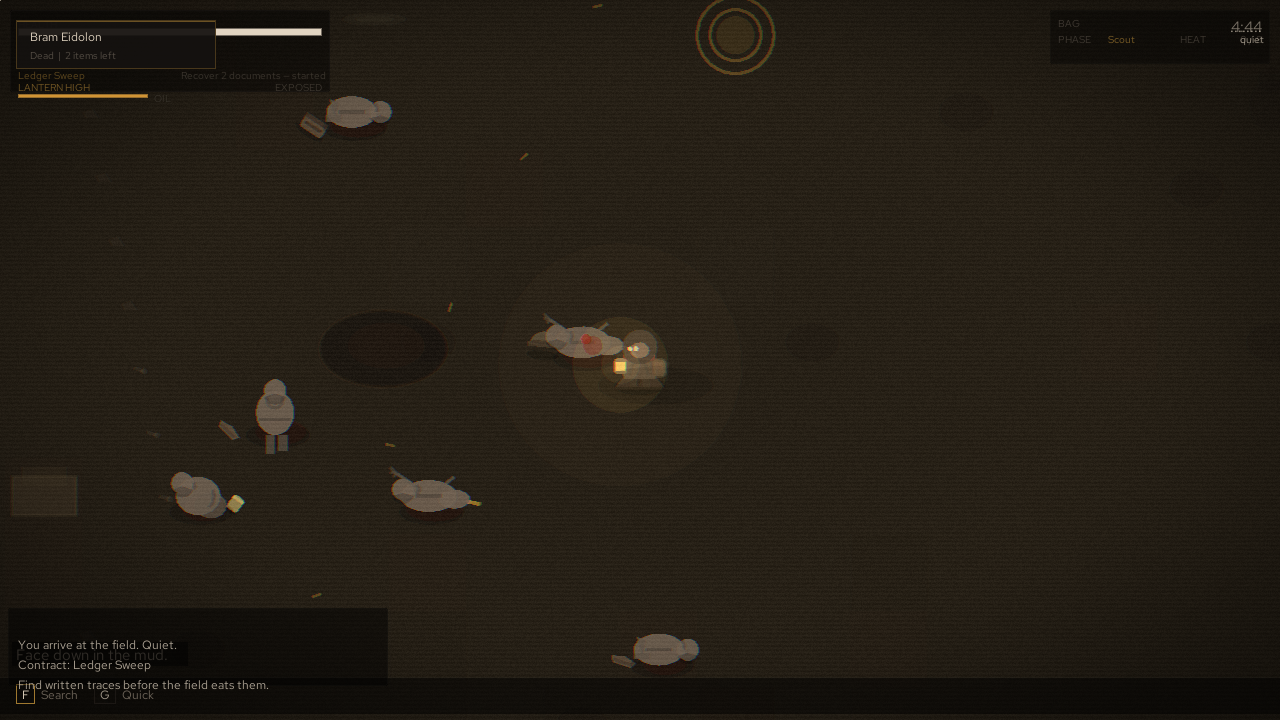 The battlefield, a body in the lantern pool